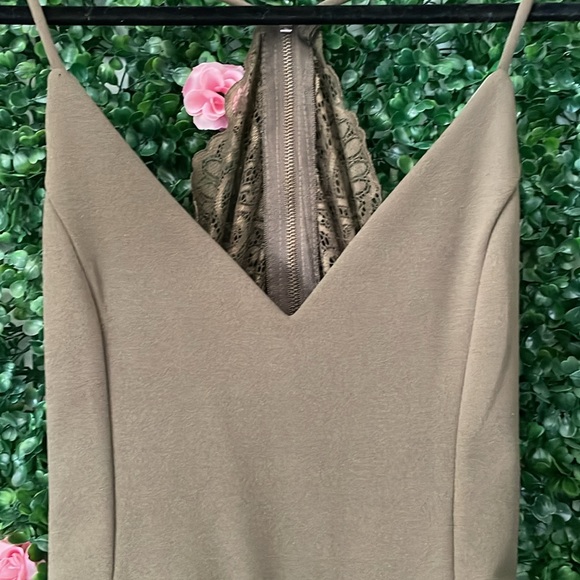 Army/Olive Green Romper Lace/Zipper Back - Stretchy! - Picture 3 of 8